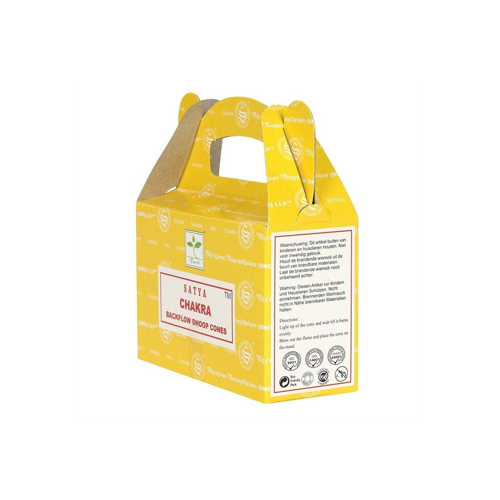 Set of 6 Packets of Chakra Backflow Dhoop Cones by Satya