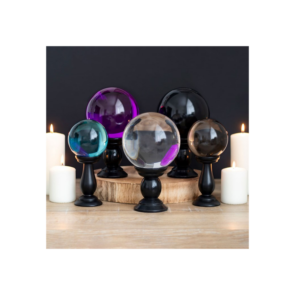 Small Smoke Grey Crystal Ball on Stand