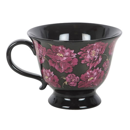Dark Romance Floral Print Teacup
