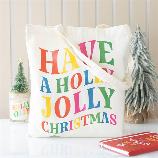 Holly Jolly Christmas Polyester Tote Bag