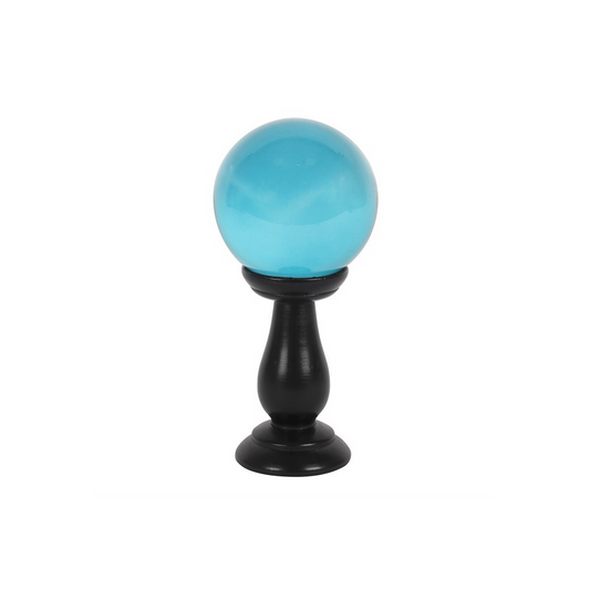 Small Teal Crystal Ball on Stand