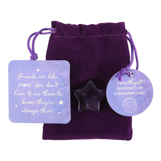 Friends Are Like Stars Lucky Amethyst Crystal Star in a Bag