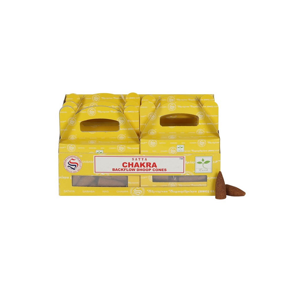 Set of 6 Packets of Chakra Backflow Dhoop Cones by Satya