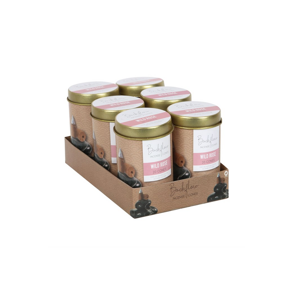 6 Tins of Elements Wild Rose Jumbo Backflow Cones