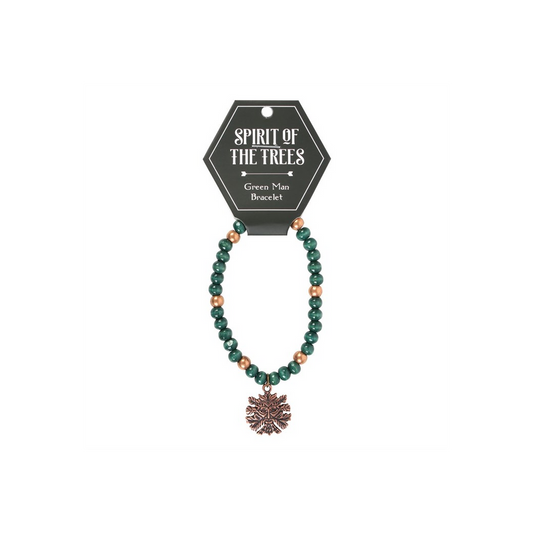 Green Man Wooden Charm Bracelet