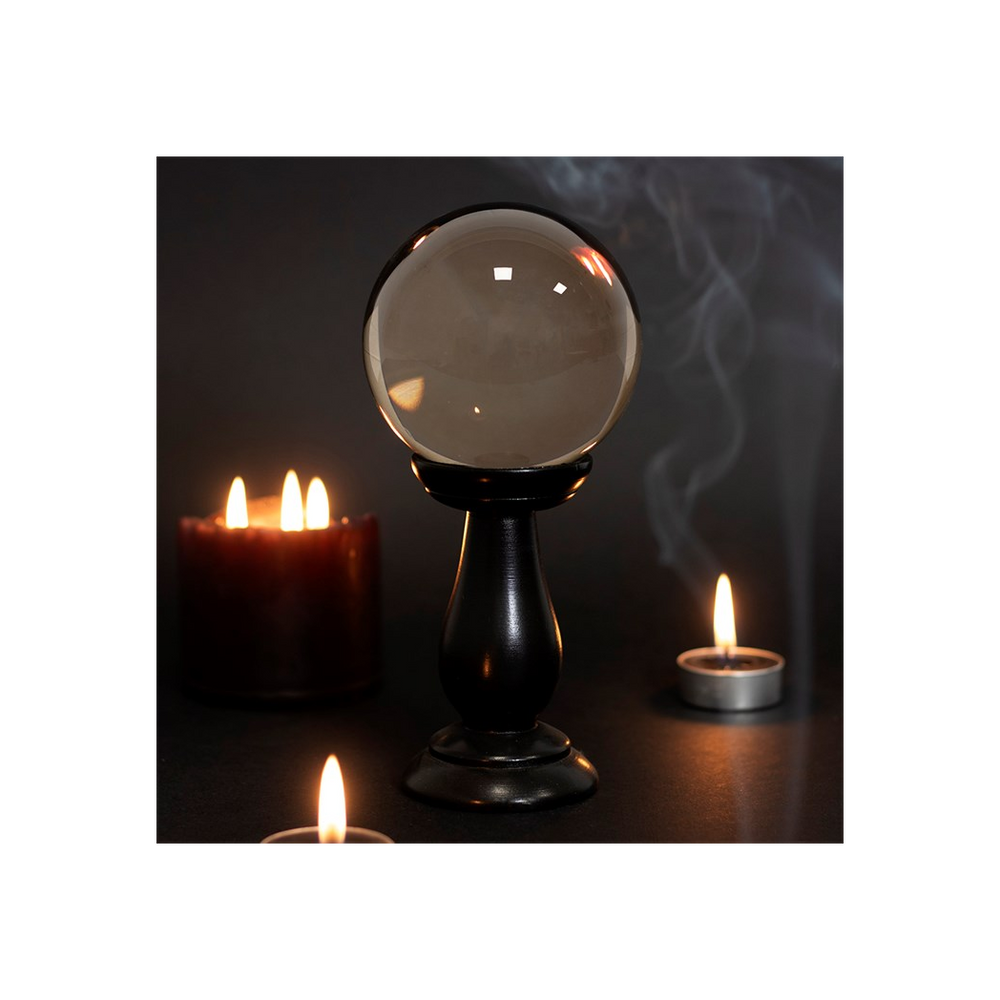 Small Smoke Grey Crystal Ball on Stand
