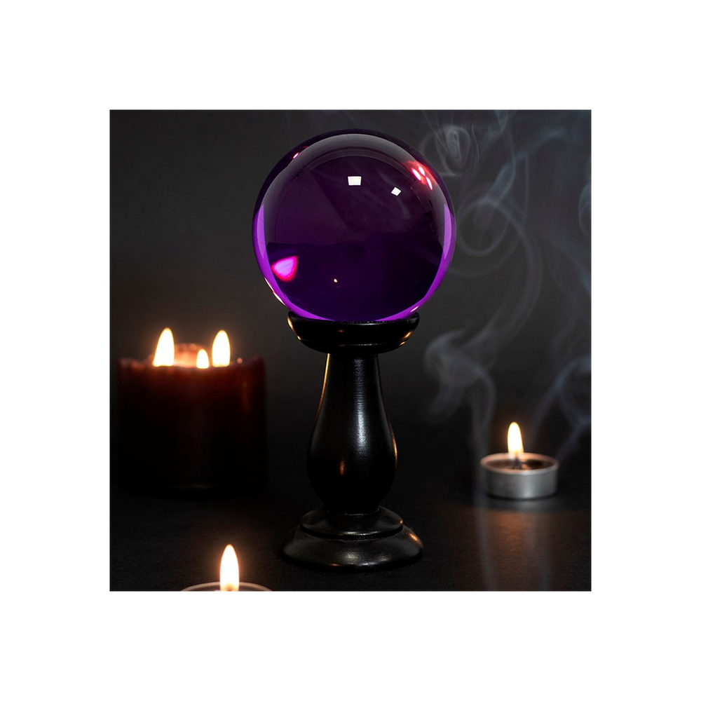 Small Purple Crystal Ball on Stand